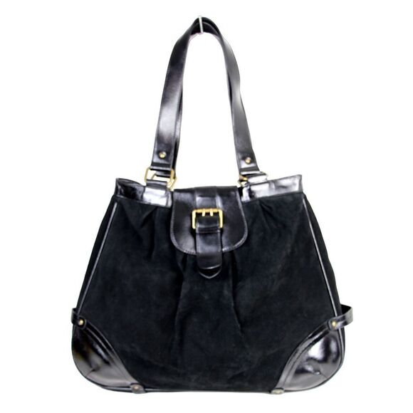 Timi & Leslie BLACK GENUINE LEATHER SUEDE BOHO TOTE SHOULDER BAG HANDBAG PURSE - Picture 1 of 12